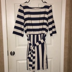 Dark blue stripe button down